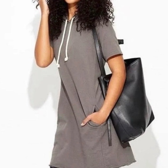 Pact Organic Cotton French Terry 
Hooded Hoodie Sweatshirt Dress Size Large Gray - Picture 5 of 10